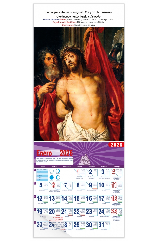 Calendario vertical de pared "Ecce Homo" (Rubens)