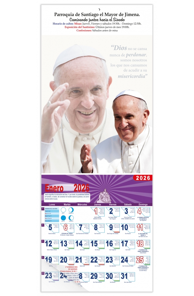 Calendario vertical de pared "Papa Francisco"