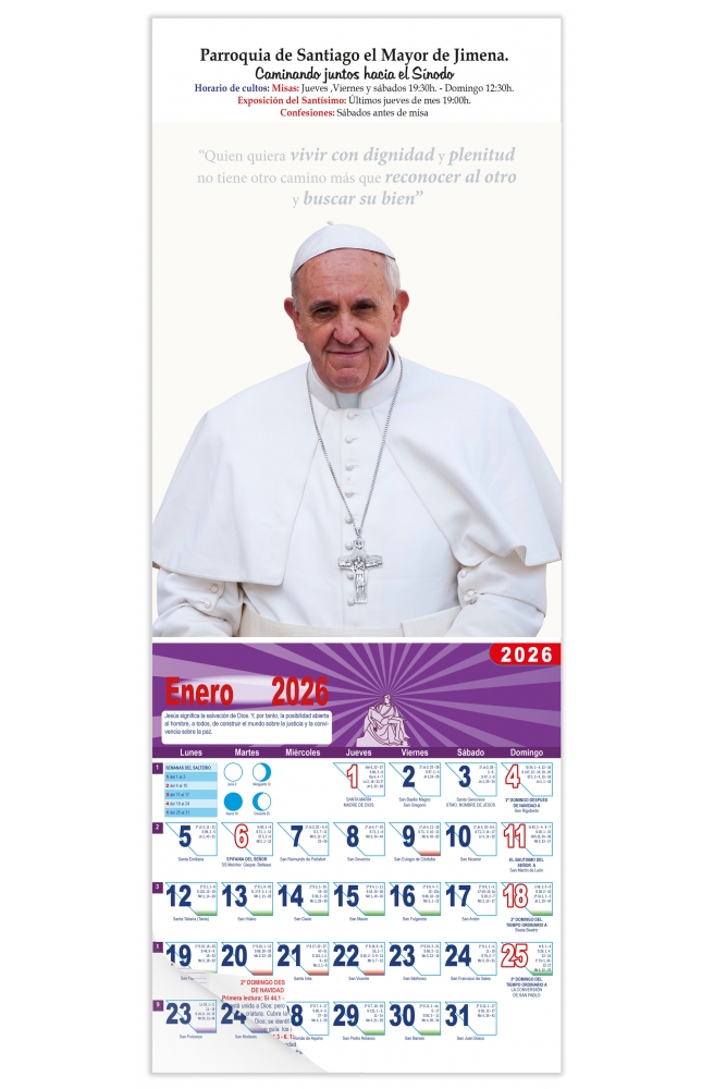 Calendario vertical de pared "Papa Francisco"