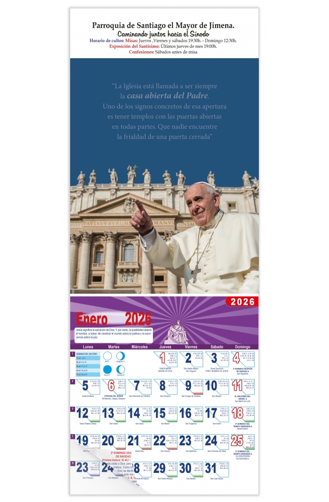 Calendario vertical de pared "Papa Francisco"