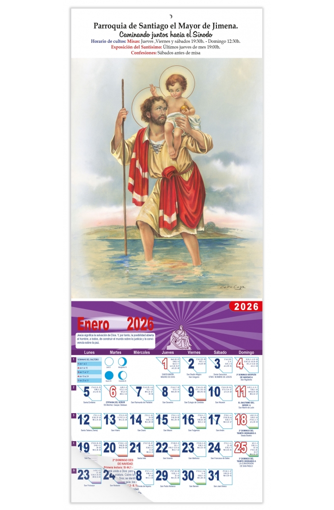 Calendario vertical de pared "San Cristóbal"