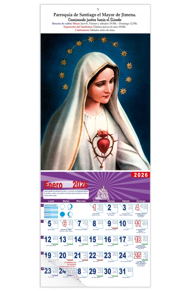 Calendario vertical de pared "Ntra. Sra. de Fátima"