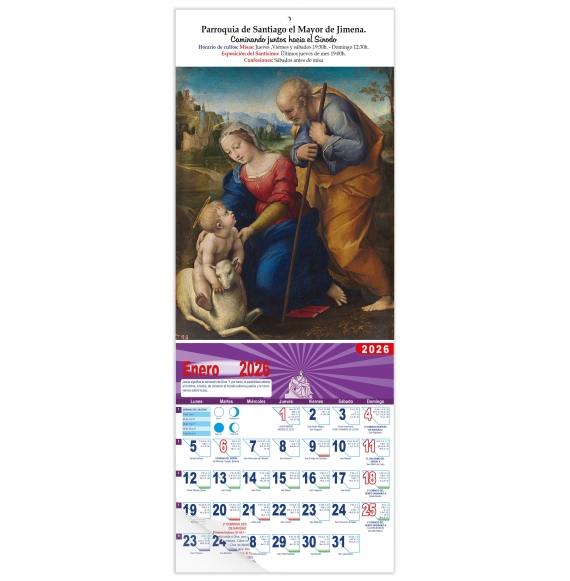 Calendario vertical de pared "La Sagrada Familia del Cordero" Rafael