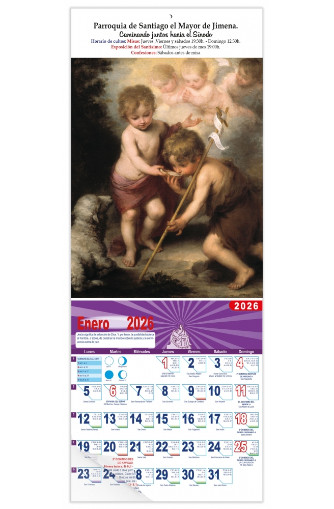 Calendario vertical de pared "Los Niños de La Concha" (Murillo)