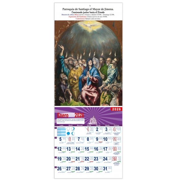 Calendario vertical de pared "Pentecostés" (El Greco)