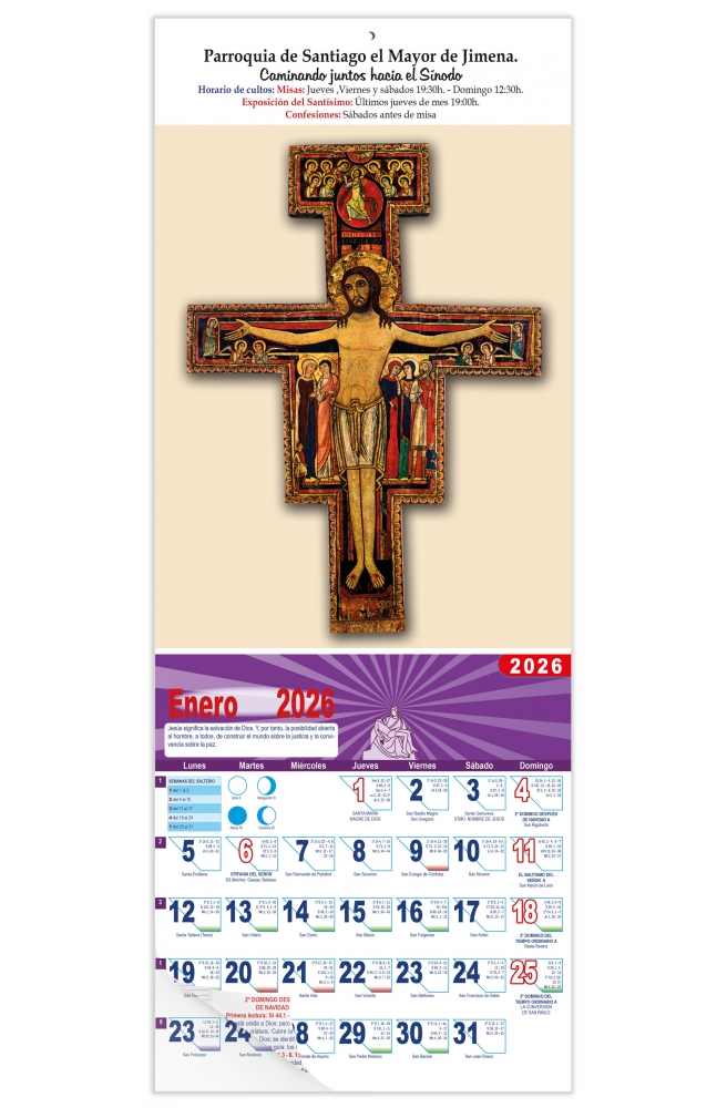 Calendario vertical de pared "Cristo de San Damián"