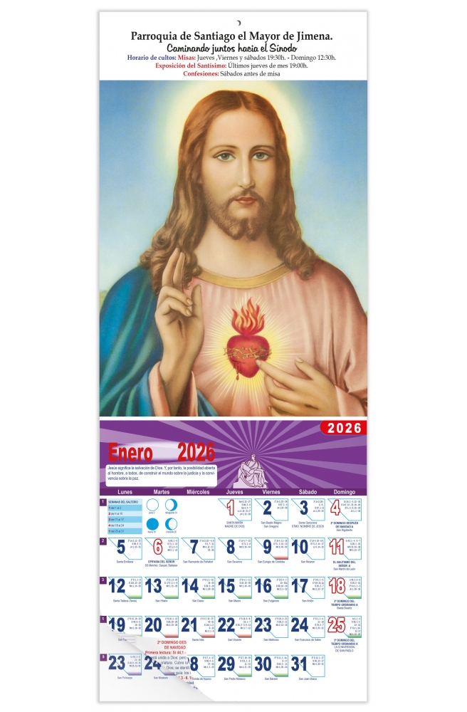 Calendario vertical de pared "Sagrado Corazón"
