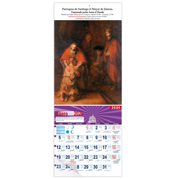 Calendario vertical de pared "Regreso del Hijo Pródigo" (Rembrandt)