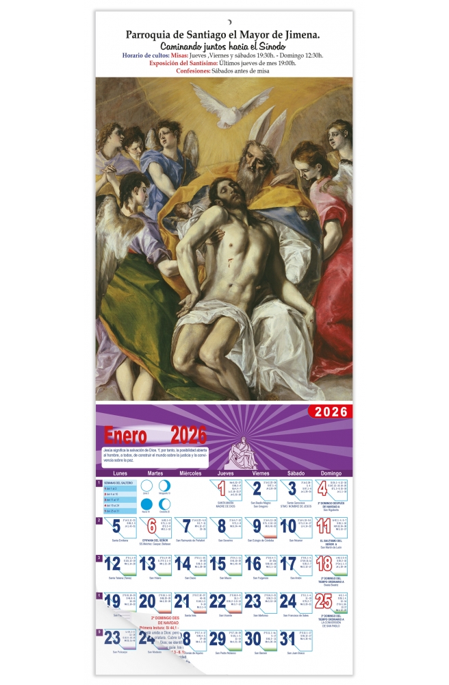 Calendario vertical de pared "Santísima Trinidad" (El Greco)