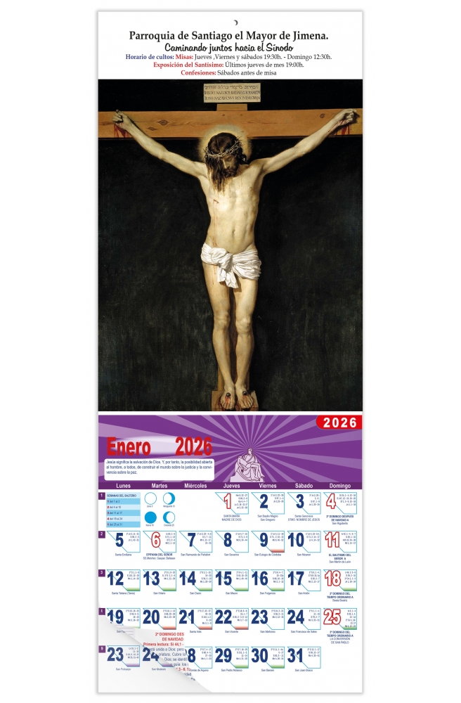Calendario vertical de pared "Cristo Crucificado" (Velázquez)