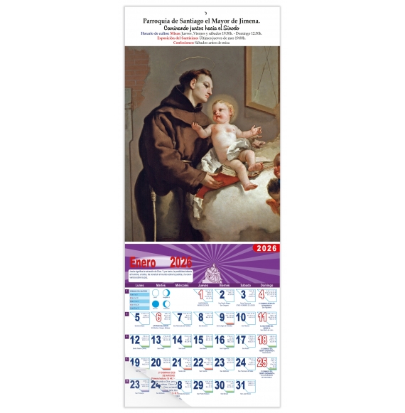 Calendario vertical de pared "San Antonio de Padua" (Tiepolo)