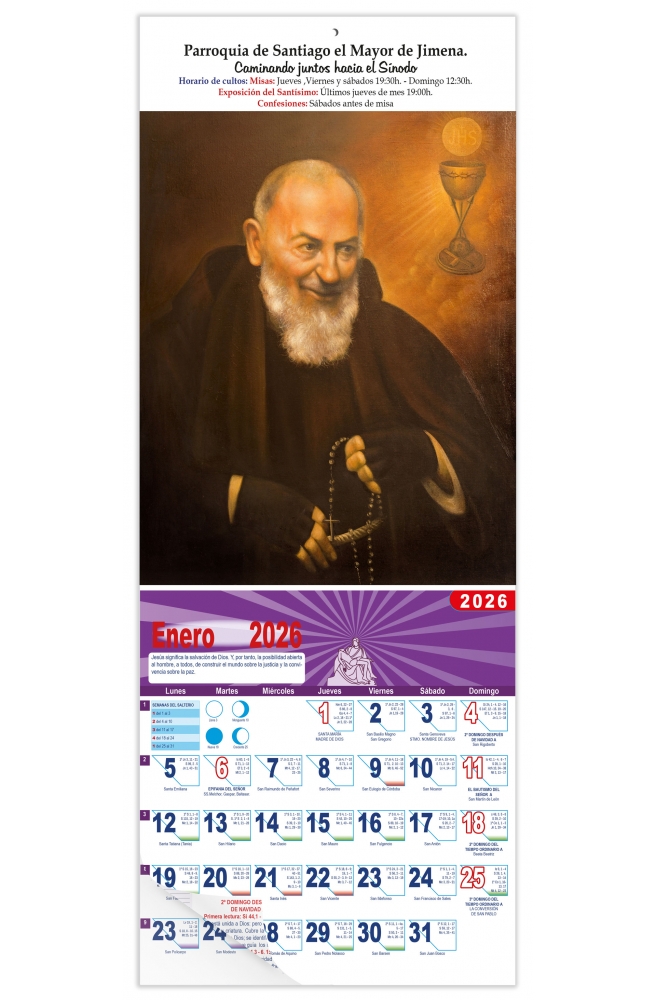 Calendario vertical de pared "Padre Pio"