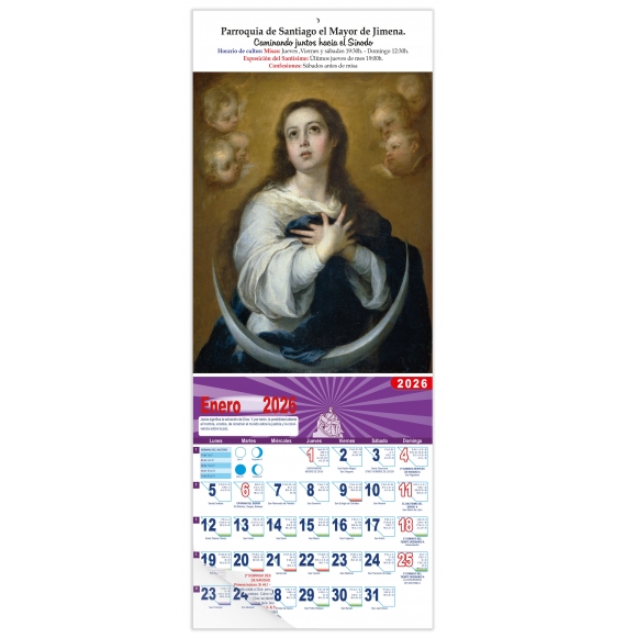 Calendario vertical de pared "Inmaculada" (Murillo)