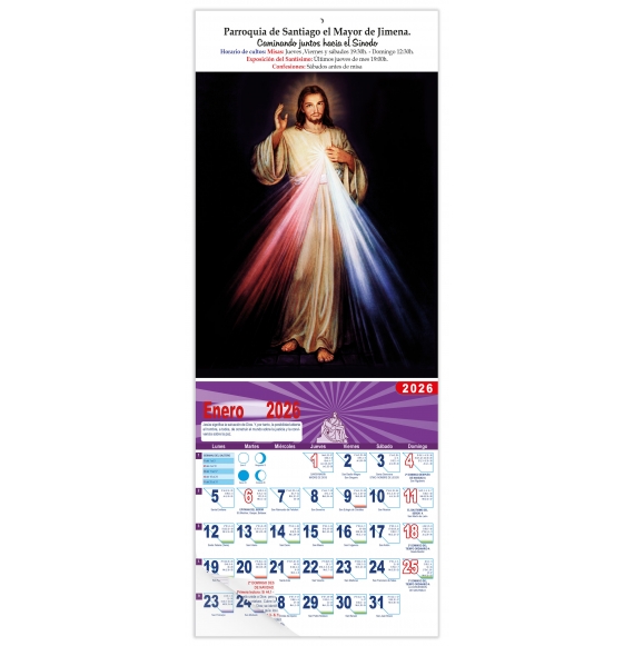 Calendario vertical de pared "Cristo de La Divina Misericordia"